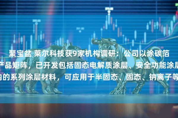 聚宝盆 莱尔科技获9家机构调研：公司以涂碳箔技术为核心，持续拓展产品矩阵，已开发包括固态电解质涂层、安全功能涂层等在内的系列涂层材料，可应用于半固态、固态、钠离子等多种新型电池体系（附调研问答）